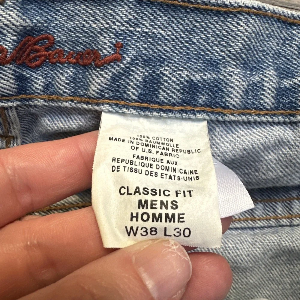 Vintage Eddie Bauer Jeans Mens 38x30 Blue Medium Wash Loose Denim Outdoor 90s